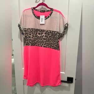 Fluorescent pink animal print dress